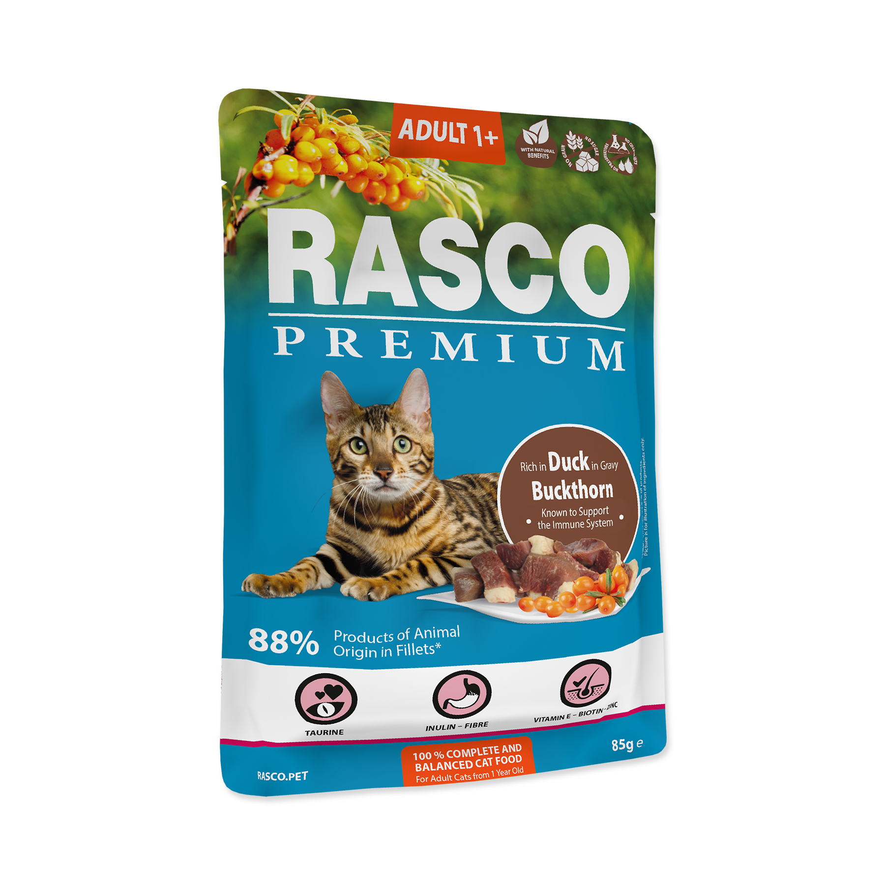 Rasco Premium Adult kachna s rakytníkem kapsička 85 g Rasco Premium
