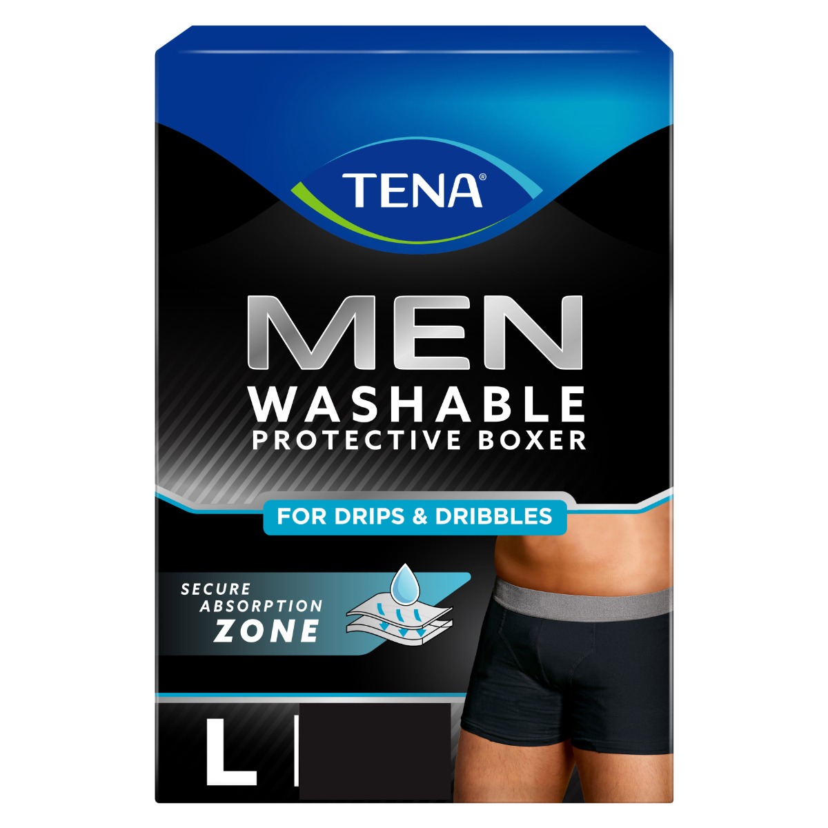 Tena Men Washable Underwear L inkontinenční boxerky 3 ks černé Tena