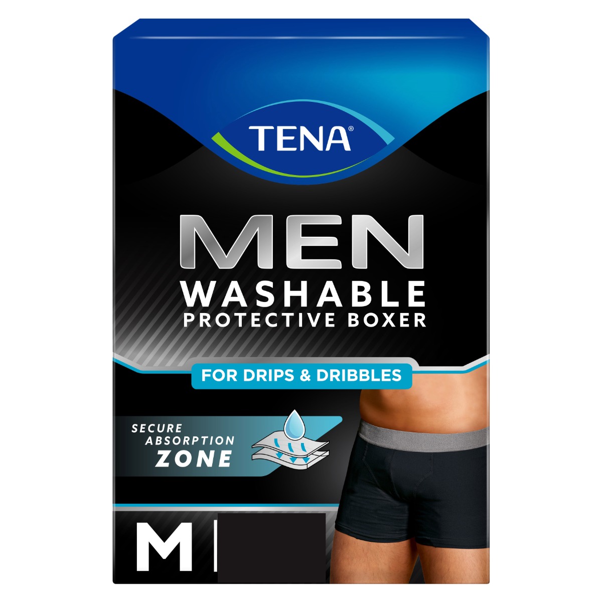 Tena Men Washable Underwear M inkontinenční boxerky 3 ks černé Tena