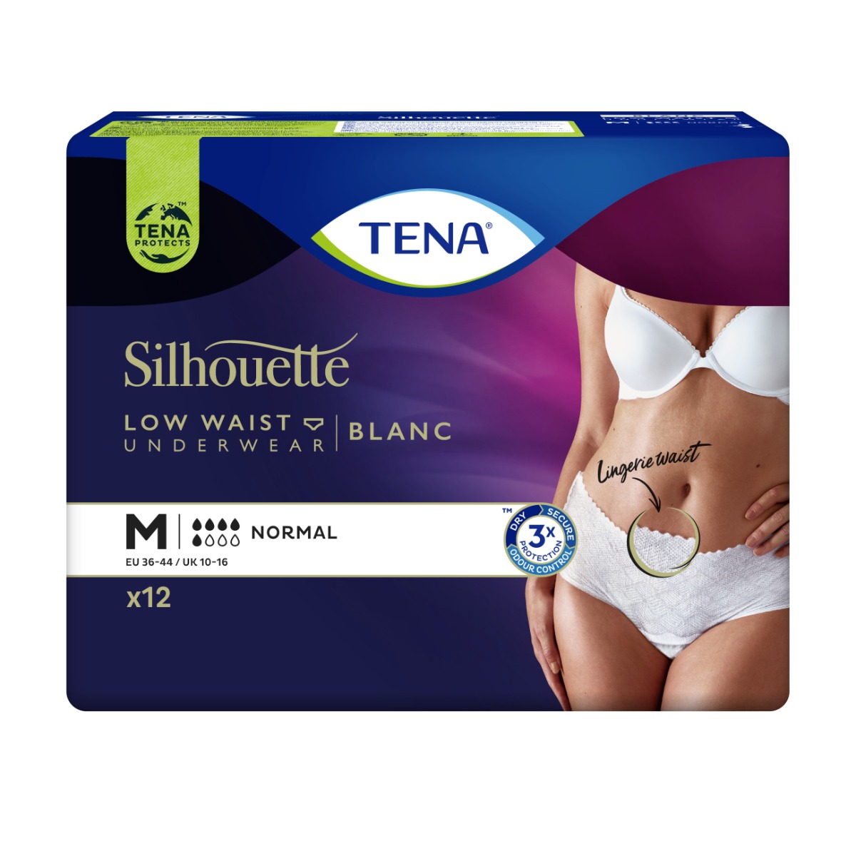 Tena Silhouette Low Waist Blanc vel. M inkontinenční kalhotky 12 ks Tena