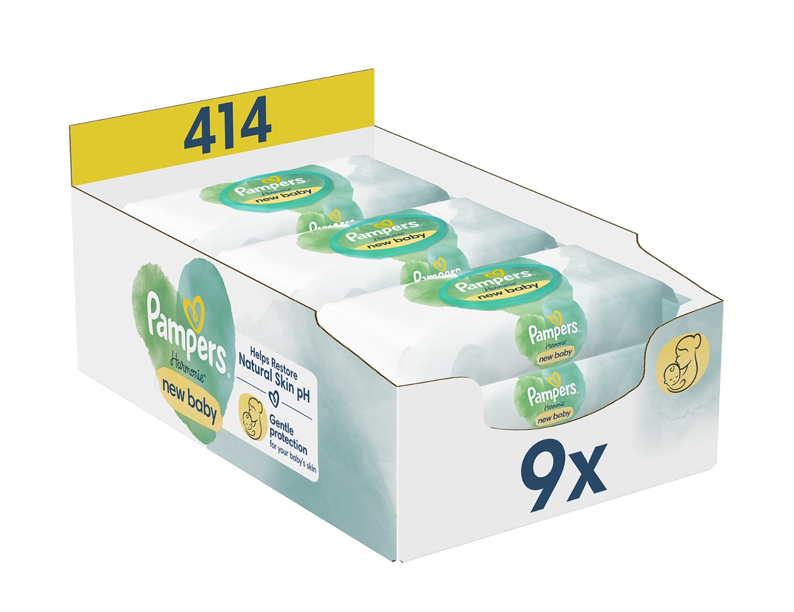 Pampers Harmonie New Baby Aloe vera vlhčené ubrousky 9x46 ks Pampers