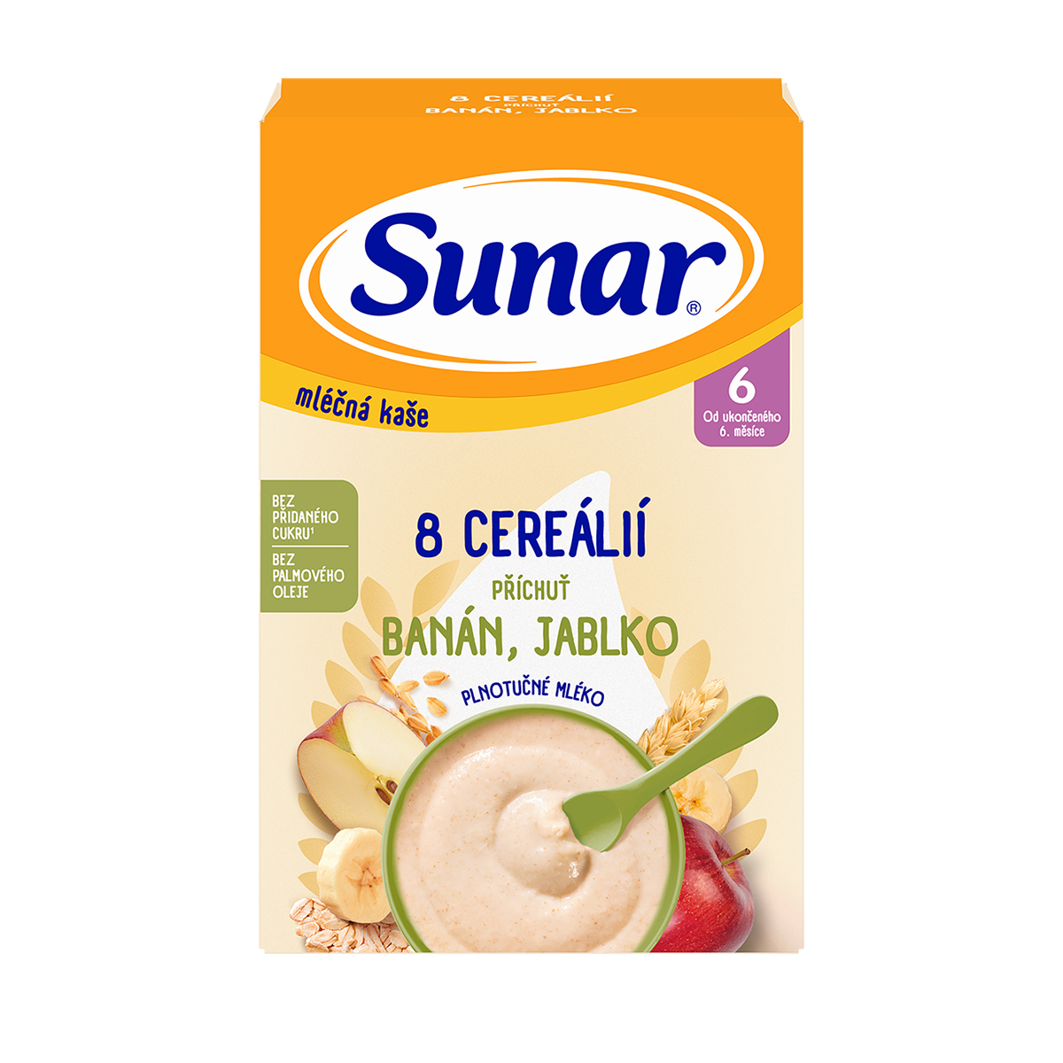 Sunar Mléčná kaše s 8 cereáliemi banán a jablko 210 g Sunar