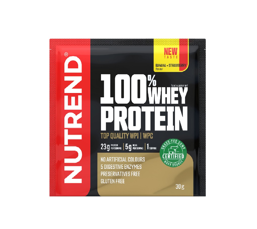 Nutrend 100% Whey Protein banán + jahoda 30 g Nutrend