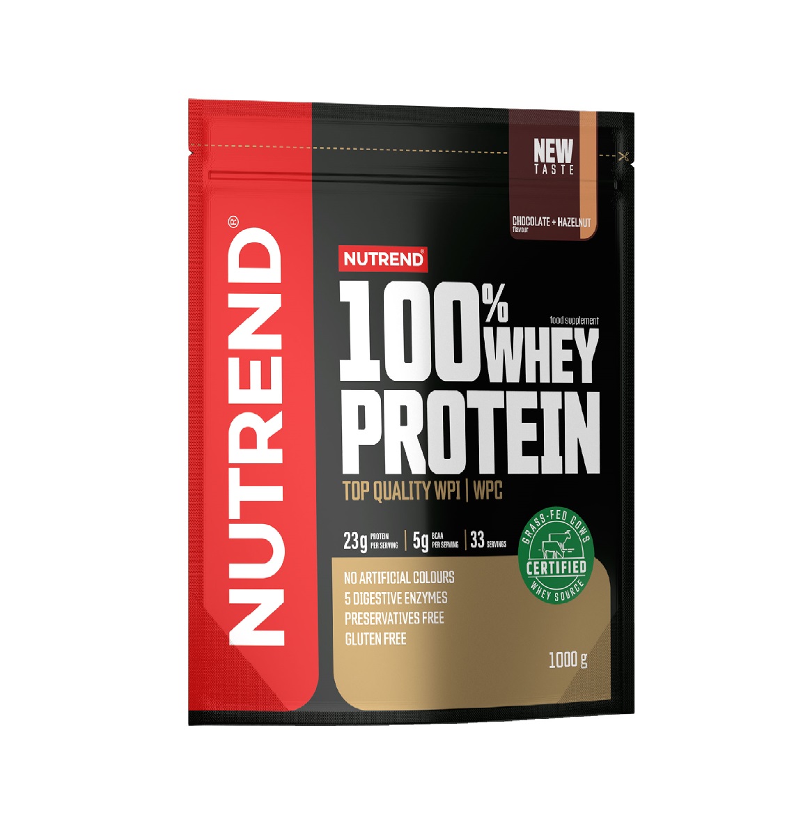 Nutrend 100% Whey Protein čokoláda + lískový ořech 1000 g Nutrend