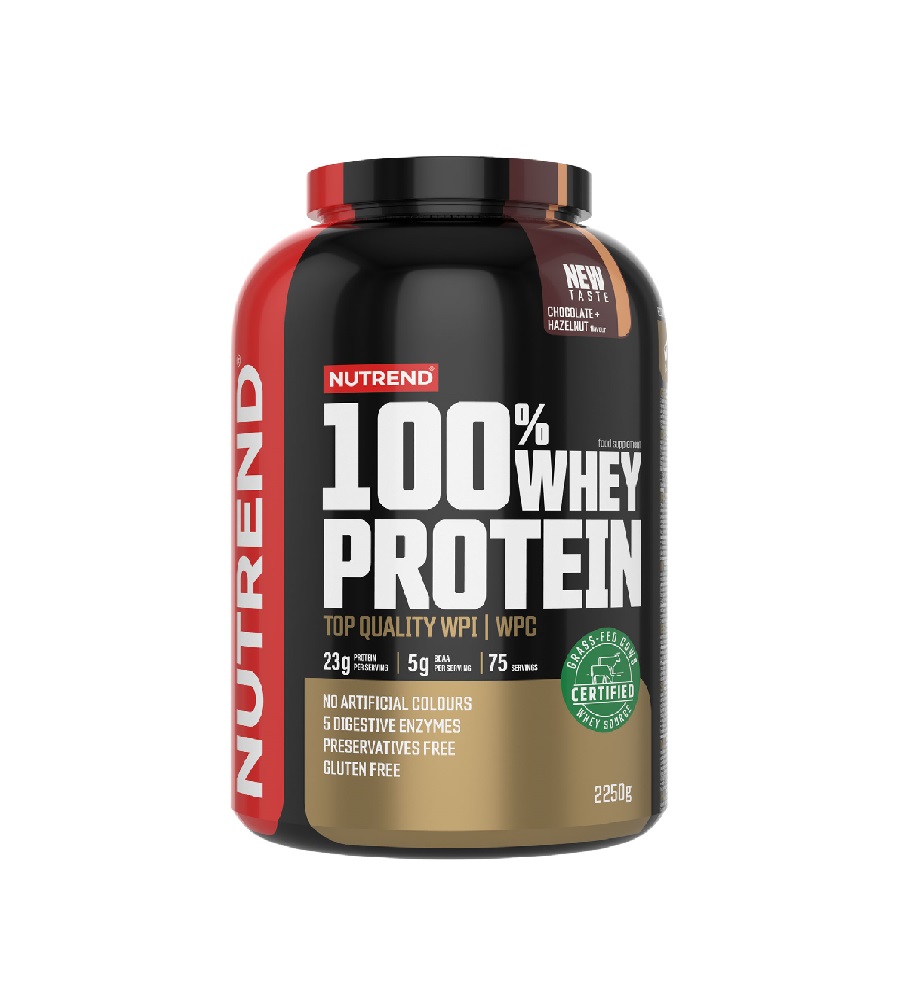 Nutrend 100% Whey Protein čokoláda + lískový ořech 2250 g Nutrend