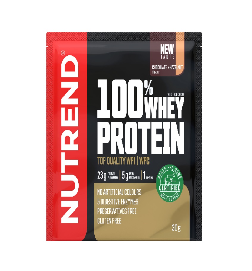 Nutrend 100% Whey Protein čokoláda + lískový ořech 30 g Nutrend