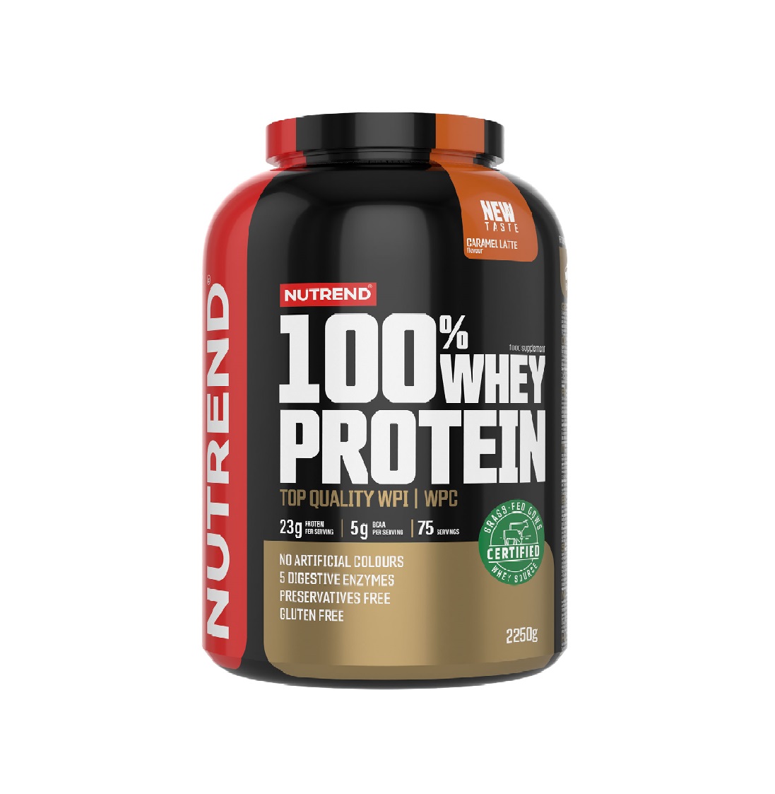 Nutrend 100% Whey Protein karamelové latté 2250 g Nutrend