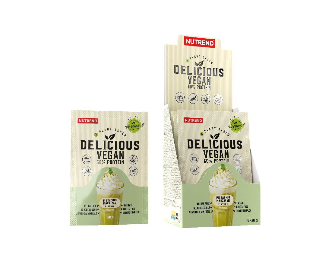 Nutrend Delicious Vegan Protein pistácie + marcipán 5x30 g Nutrend