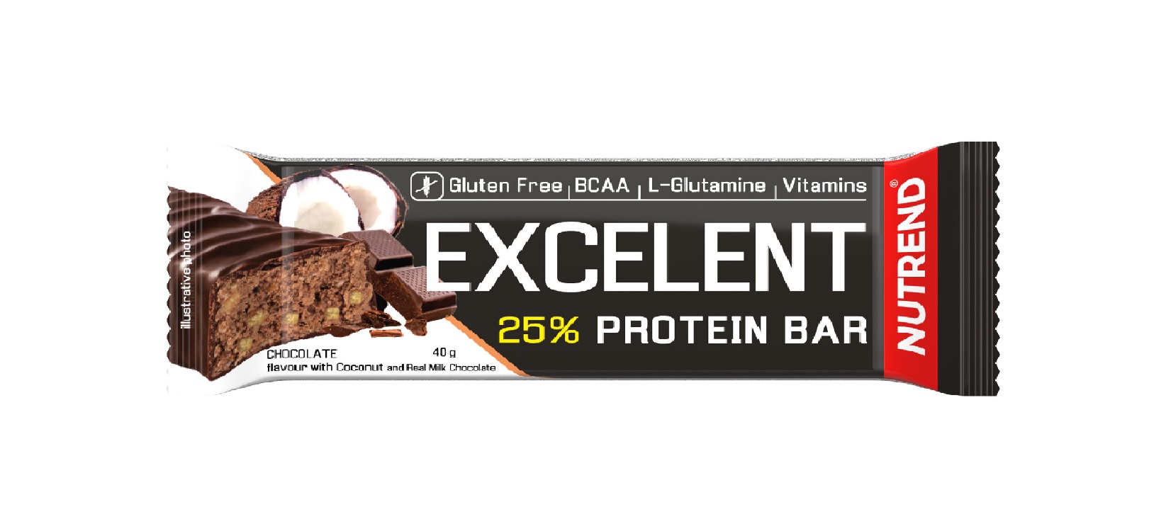 Nutrend Excelent Protein Bar čokoláda + kokos v mléčné čokoládě 40 g Nutrend