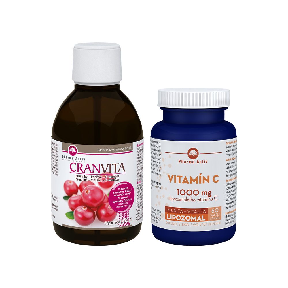 Pharma Activ CRANVITA brusinky-kopřiva-D-manósa + Vitamin C Liposomal 250 ml + 60 tobolek Pharma Activ