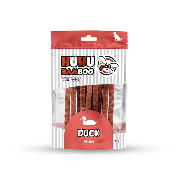 Huhubamboo Dog pamlsky kachní proužky 75 g Huhubamboo