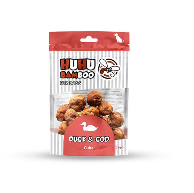 Huhubamboo Koule masové s kachním a treskou 75 g Huhubamboo