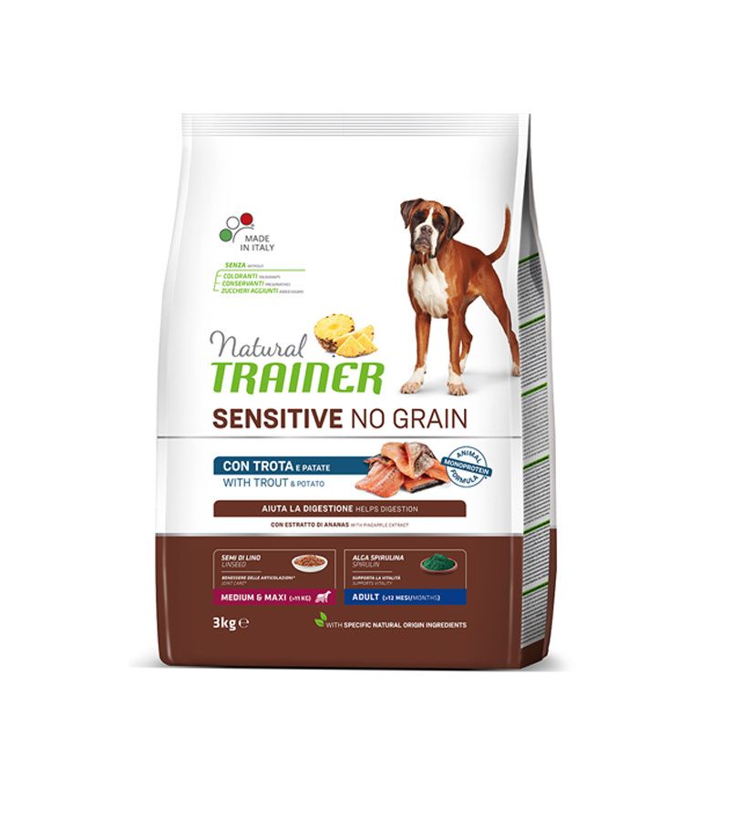Natural Trainer No grain medium/maxi pstruh granule 3 kg Natural Trainer