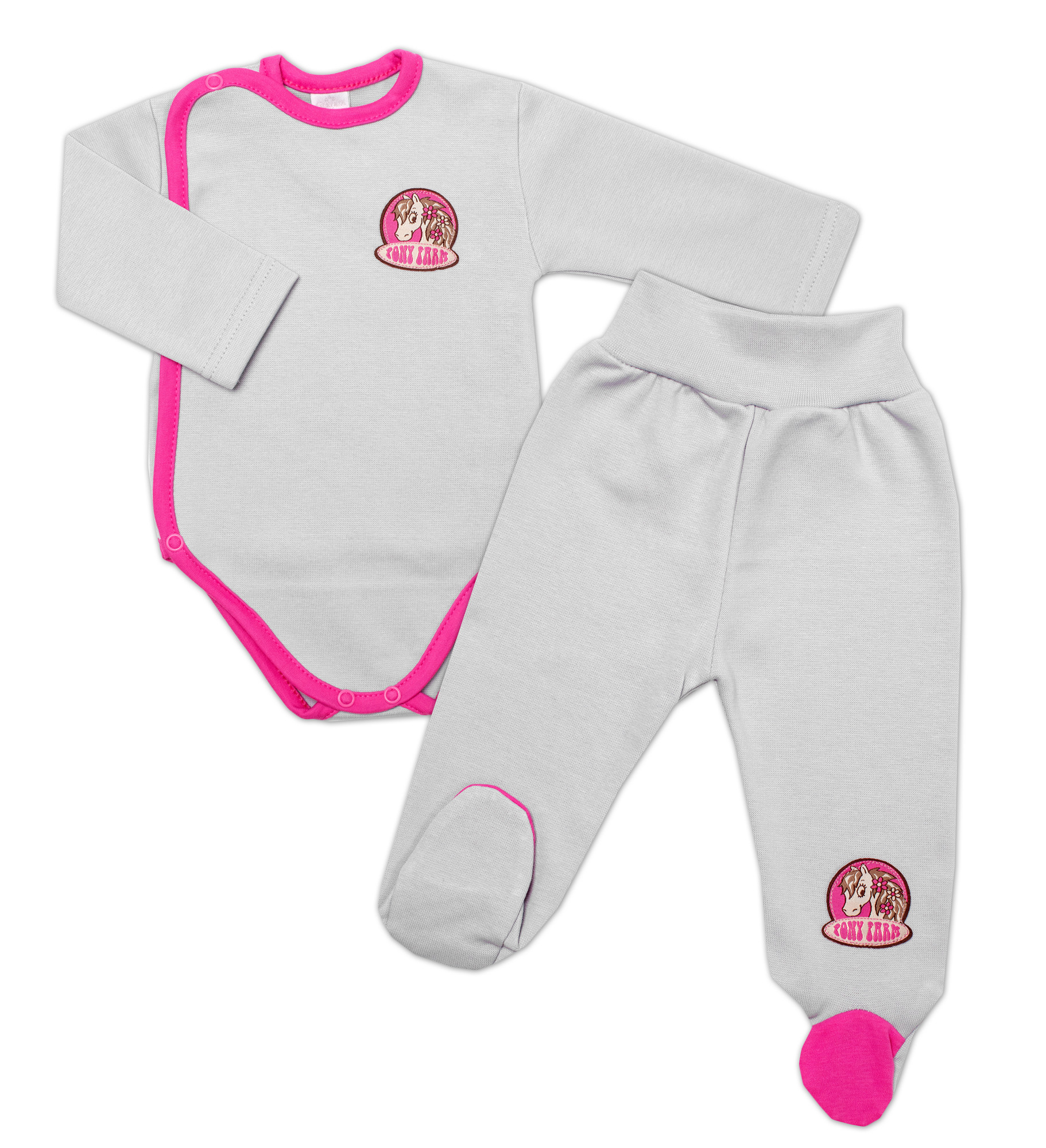 2-dílná sada body dl. rukáv zap. bokem + polodupačky Pony Farm