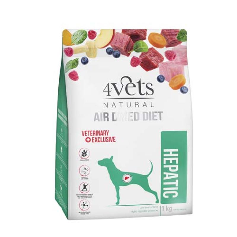 4vets AIR DRIED NATURAL VETERINARY EXCLUSIVE HEPATIC 1kg sušené krmivo pro psy s one 4vets