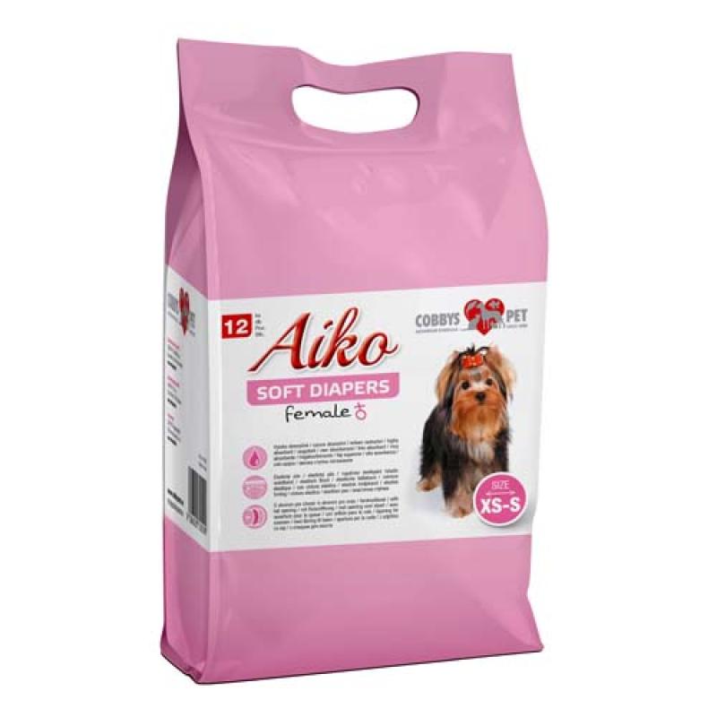 Aiko Soft Diapers XS-S 20x28cm 12ks pleny pro feny malých plemen Aiko
