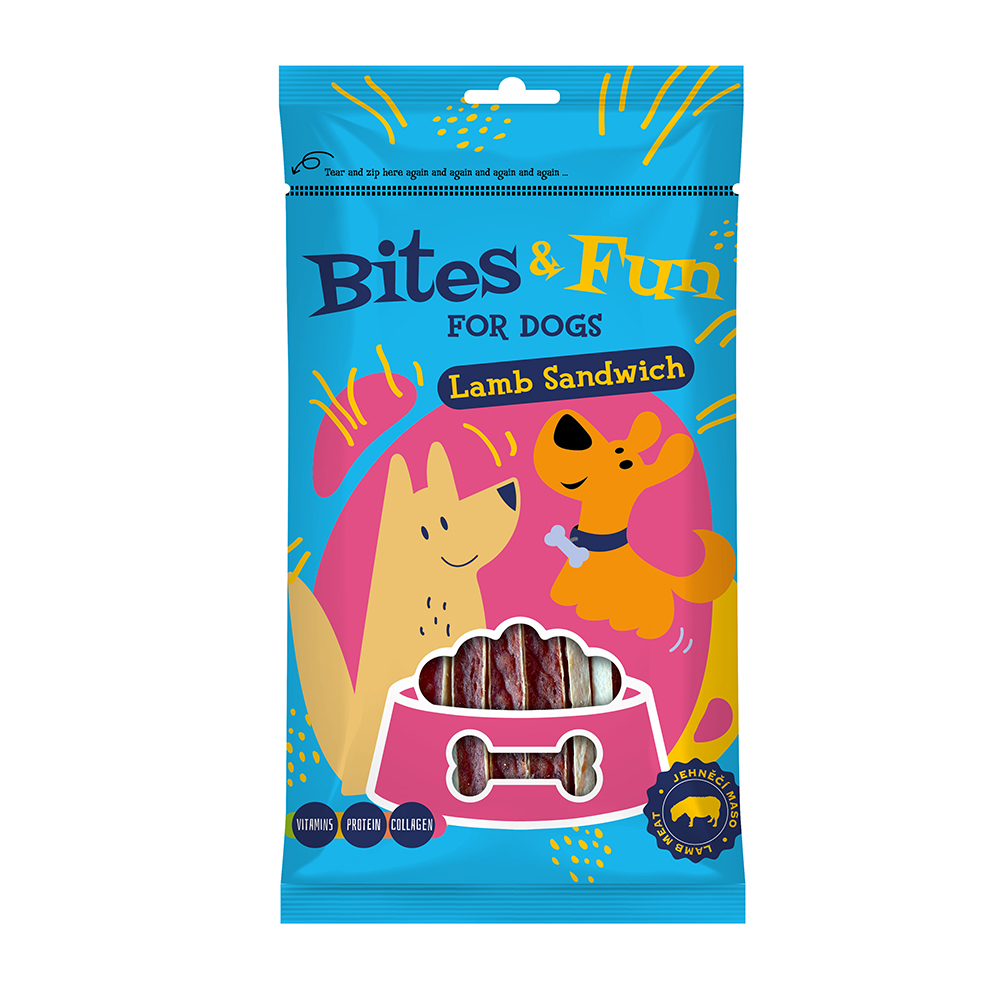 Akinu BITES&FUN jehněčí sendvič pro psy 85 g Akinu