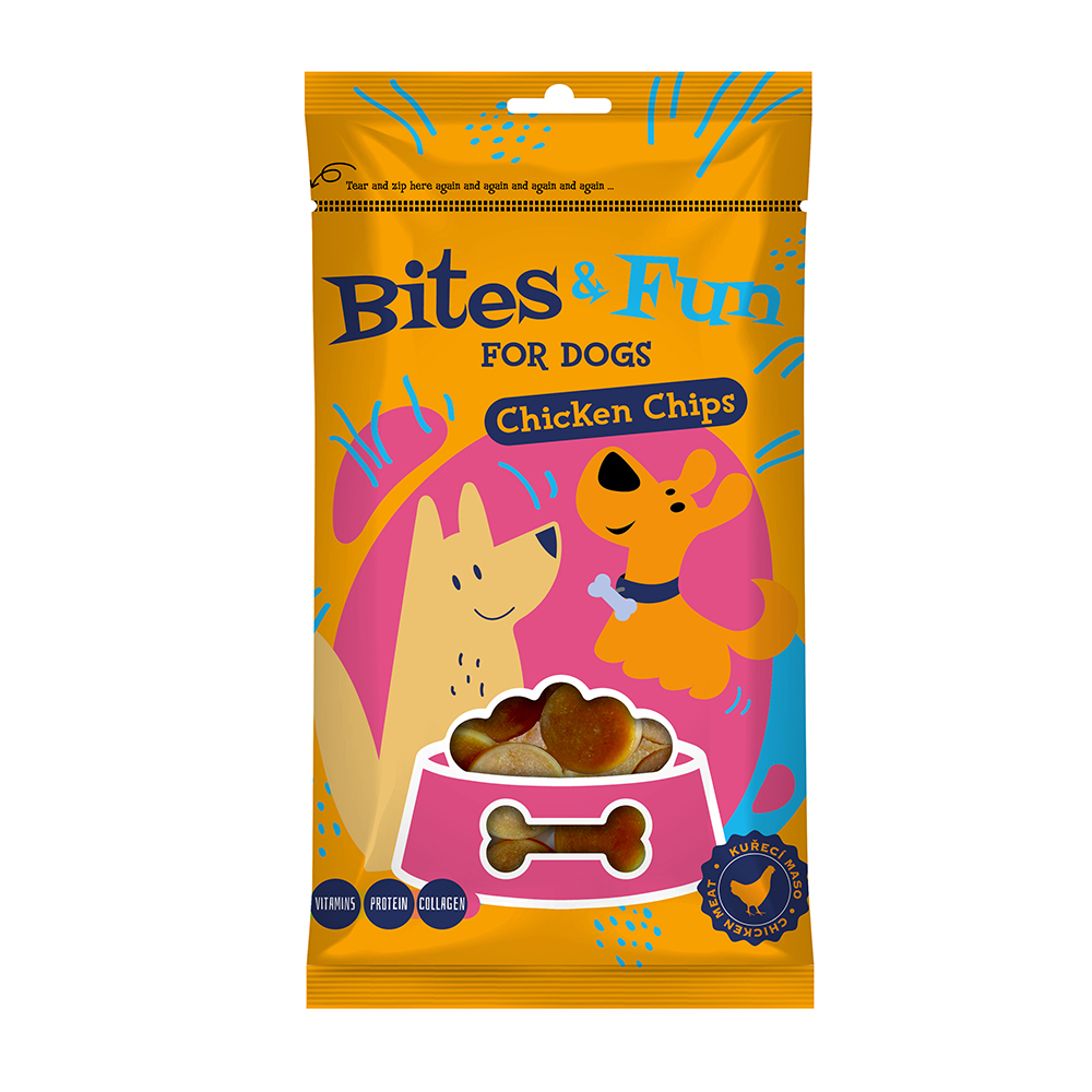 Akinu BITES&FUN kuřecí chipsy pro psy 85 g Akinu