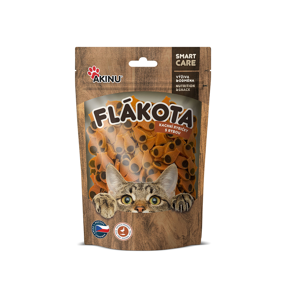 Akinu FLÁKOTA kachní rybičky s rybou pamlsek pro kočky 70 g Akinu