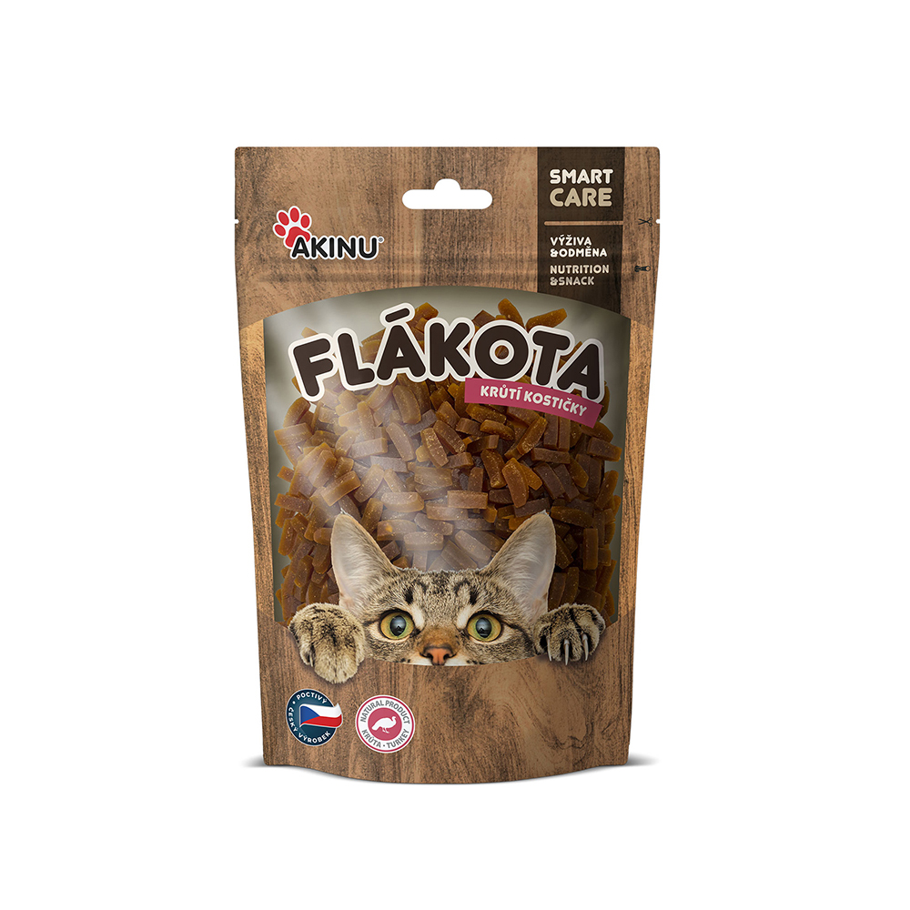 Akinu FLÁKOTA krůtí kostičky pamlsek pro kočky 70 g Akinu