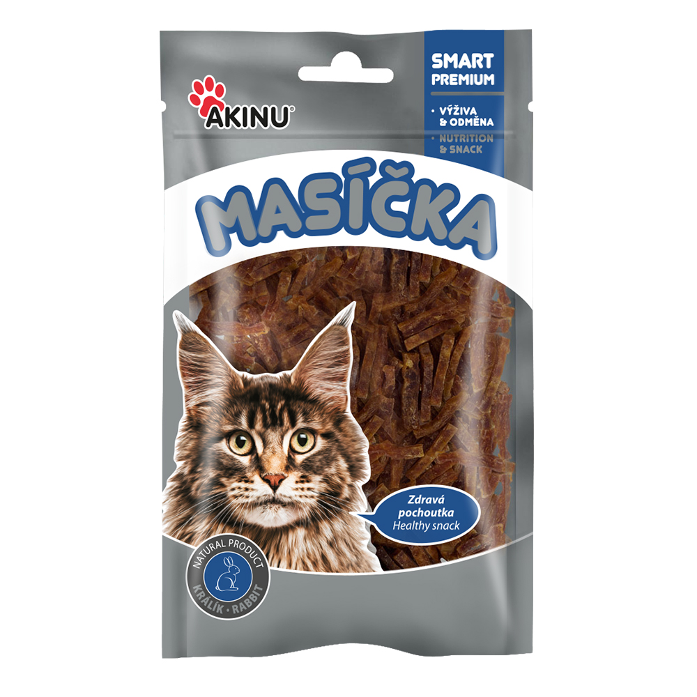 Akinu MASÍČKA králičí nudličky pamlsek pro kočky 50 g Akinu