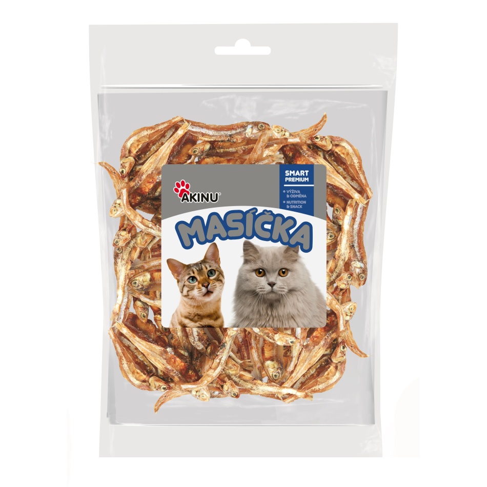 Akinu MASÍČKA sušené rybičky pamlsek pro kočky 50g Akinu