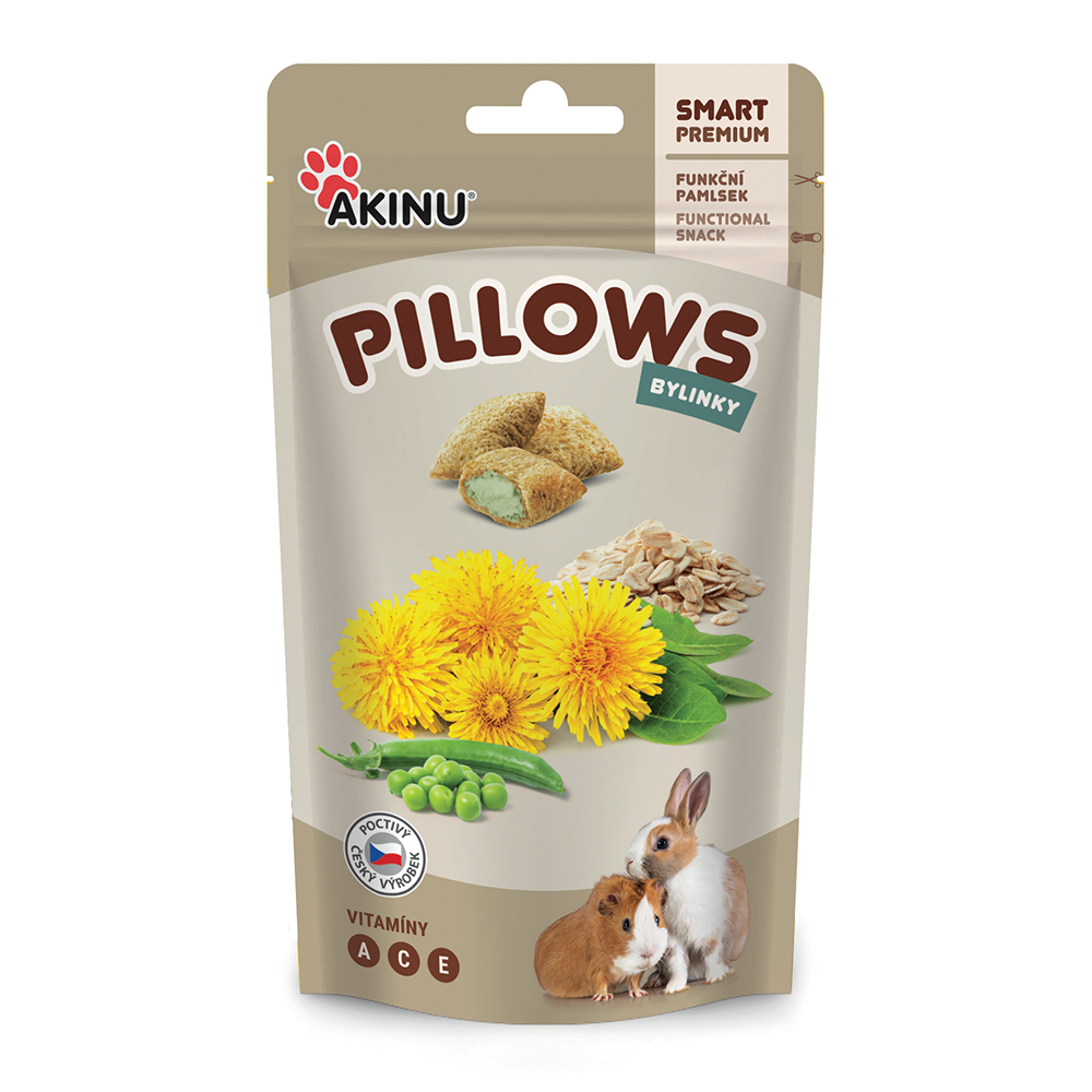 Akinu PILLOWS polštářky s bylinkami pamlsek pro hlodavce 40 g Akinu