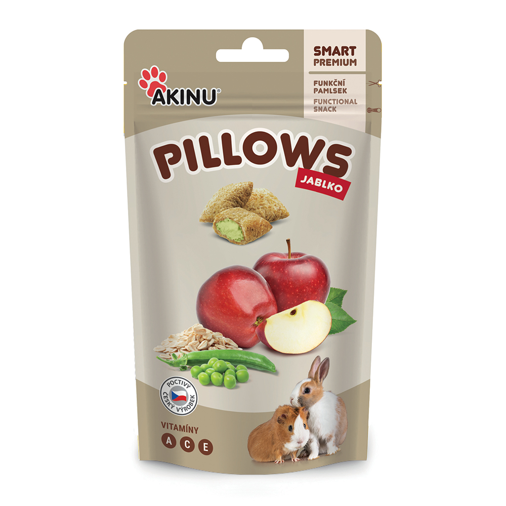 Akinu PILLOWS polštářky s jablkem pamlsek pro hlodavce 40 g Akinu
