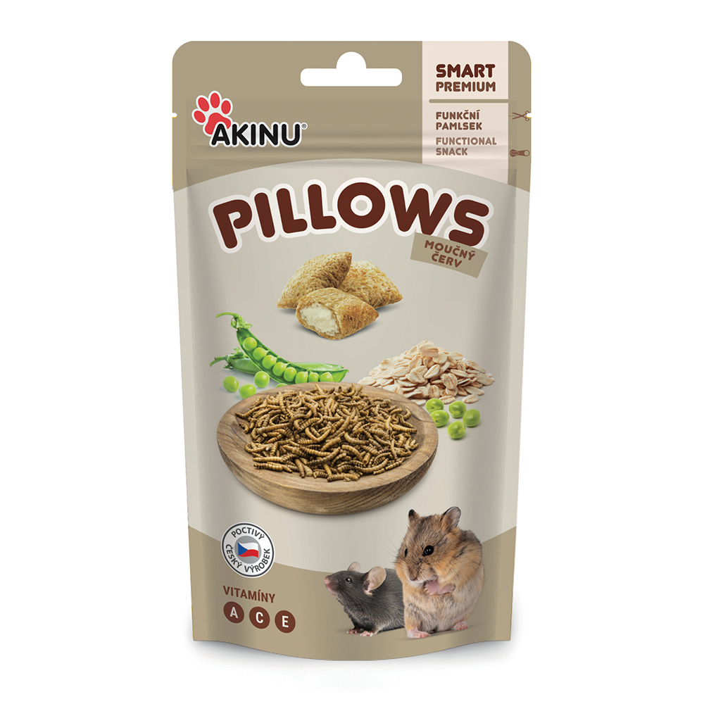 Akinu PILLOWS polštářky s moučným červem pamlsek pro hlodavce 40 g Akinu