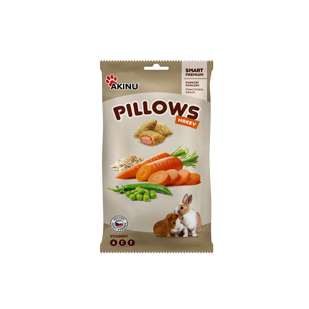 Akinu PILLOWS polštářky s mrkví pamlsek pro hlodavce 40 g Akinu