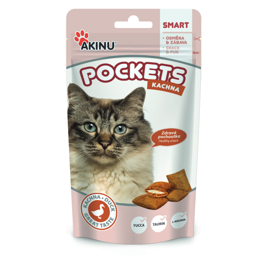 Akinu POCKETS kachní polštářky pamlsek pro kočky 40 g Akinu