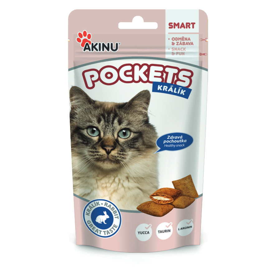 Akinu POCKETS králičí polštářky pamlsek pro kočky 40 g Akinu