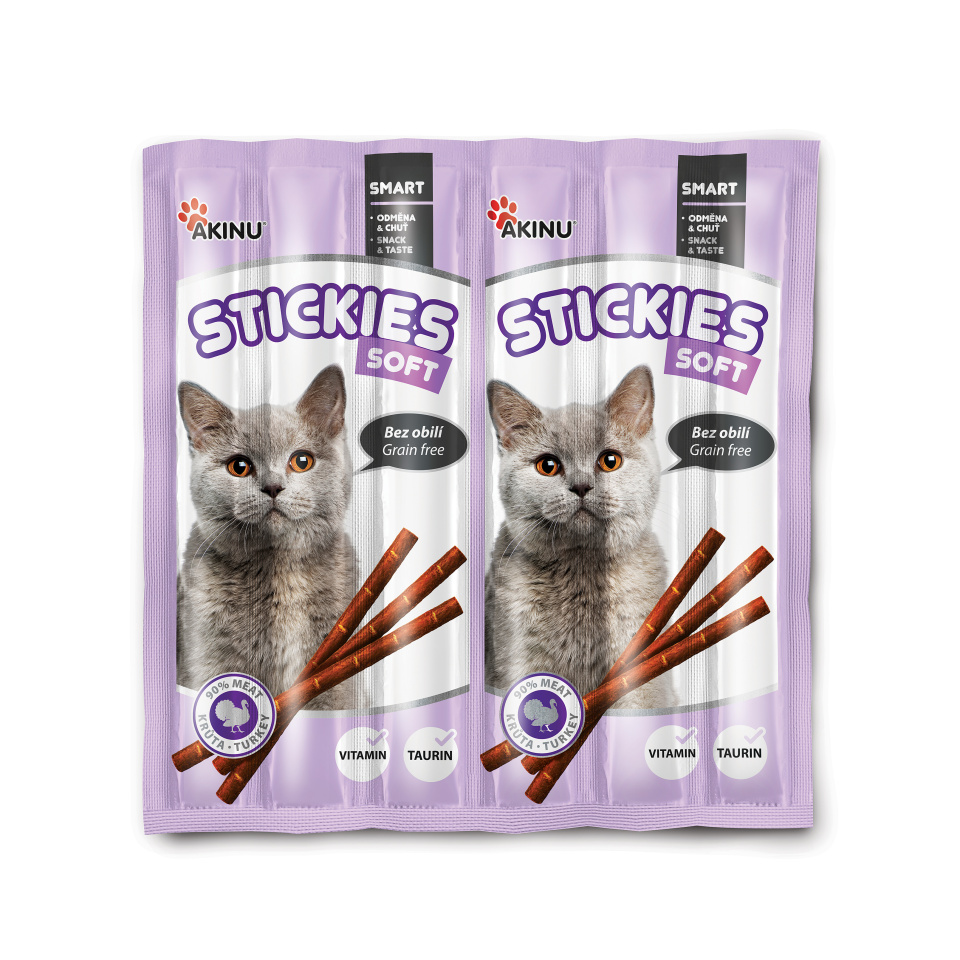 Akinu STICKIES krůtí tyčinky pamlsek pro kočky 6x5 g Akinu