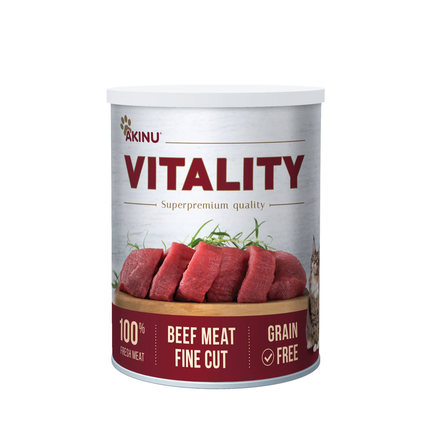 Akinu VITALITY  konzerva pro kočky hovězí jemně krájené 400 g Akinu