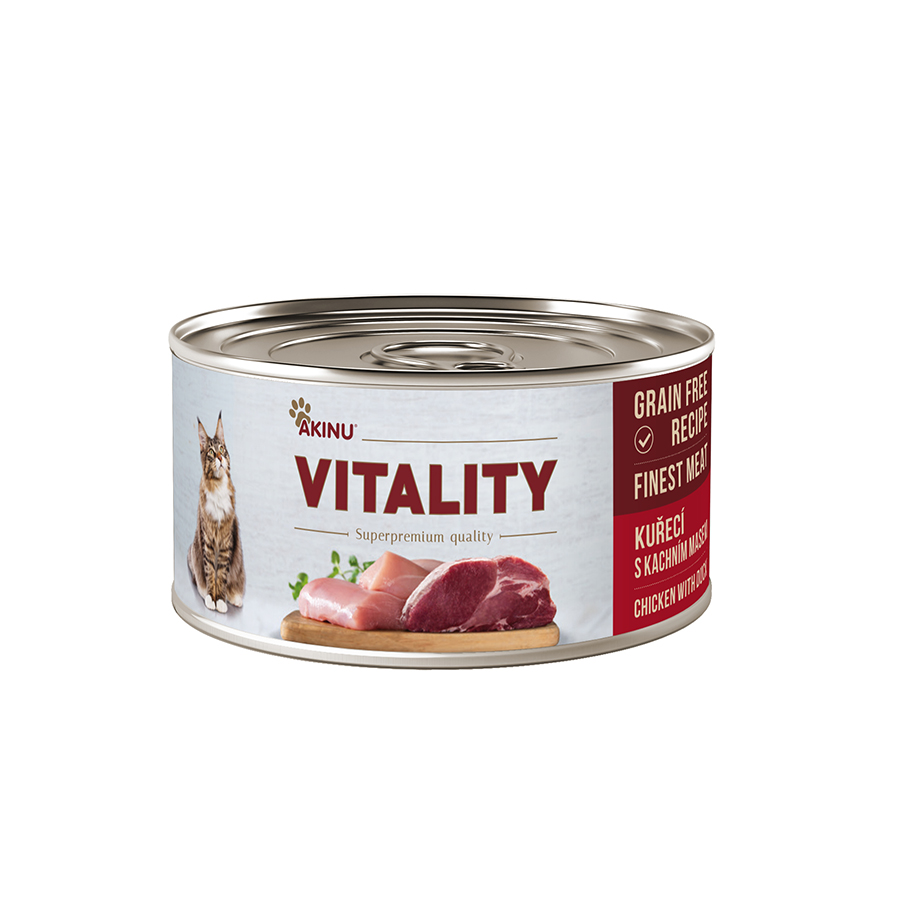 Akinu VITALITY konzerva pro kočky kuřecí s kachním masem 70 g Akinu