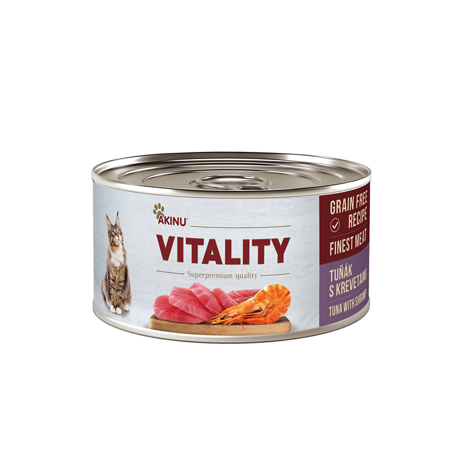 Akinu VITALITY  konzerva pro kočky tuňák s krevetami 70 g Akinu
