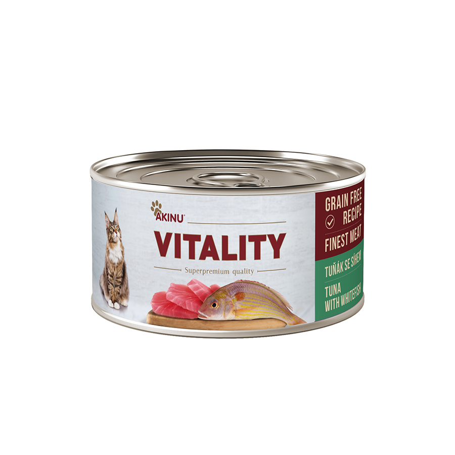 Akinu VITALITY konzerva pro kočky tuňák se síhem 70 g Akinu