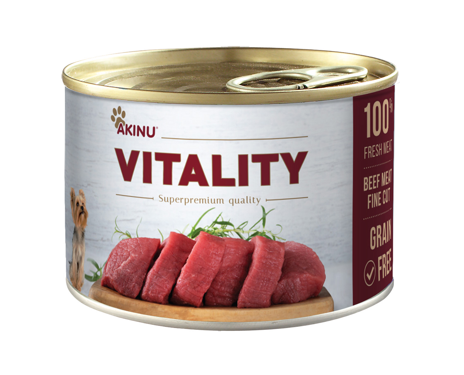 Akinu VITALITY konzerva pro psy hovězí jemně krájené 200 g Akinu