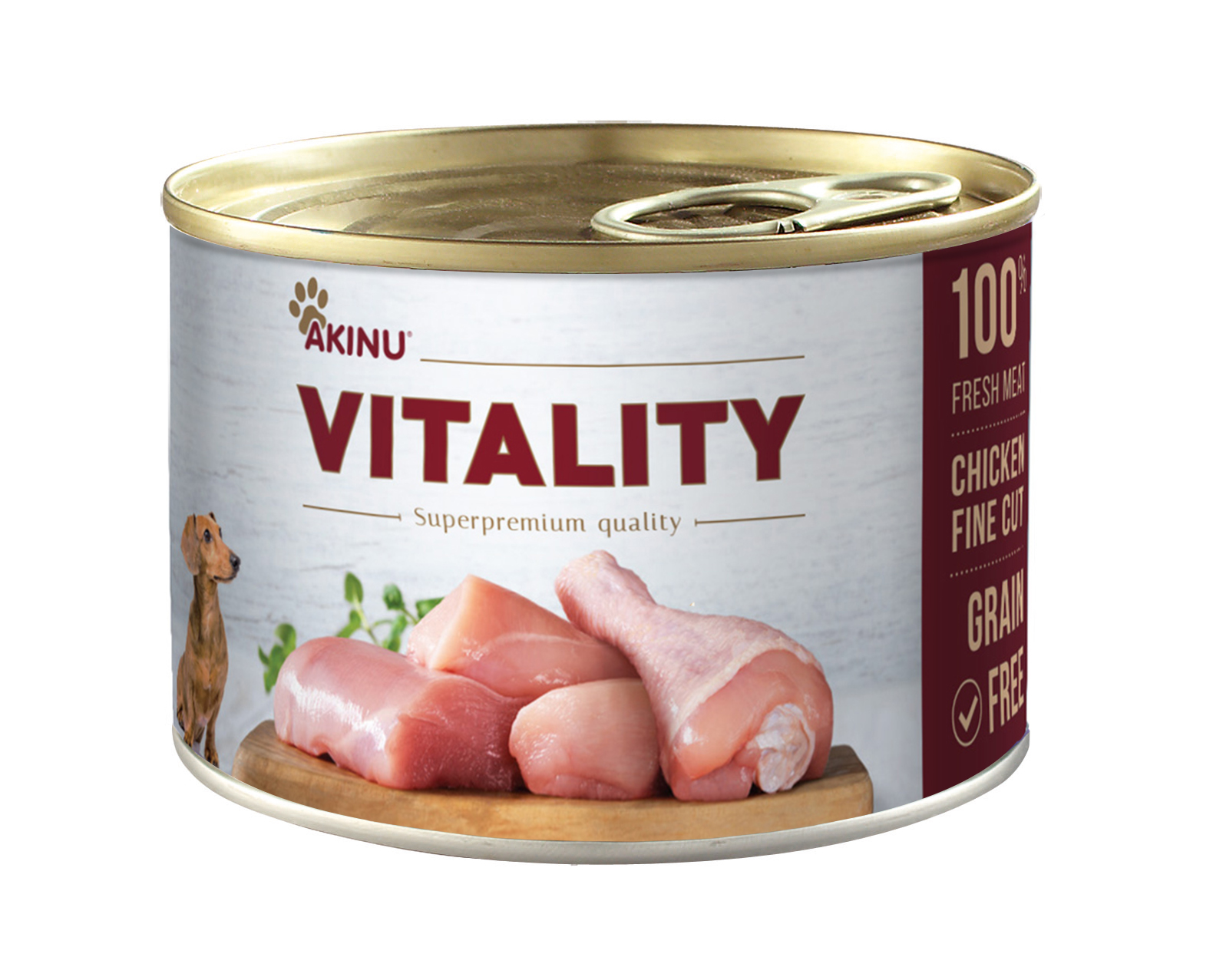 Akinu VITALITY konzerva pro psy kuře jemně krájené 200 g Akinu