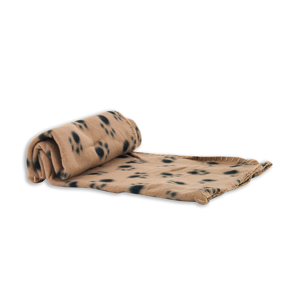 Akinu deka pro psy fleece béžová s tlapkami 100x70 cm Akinu
