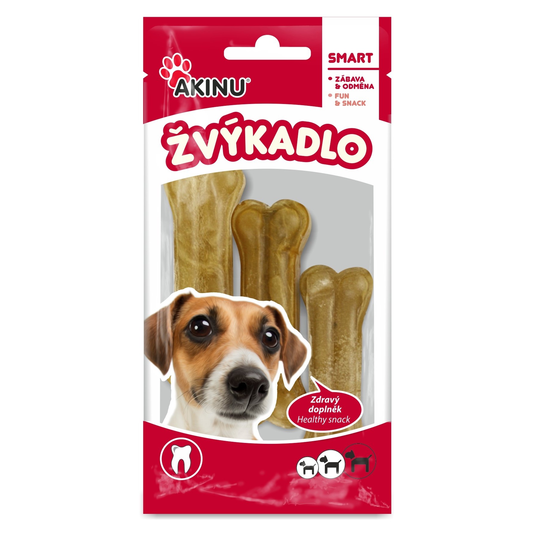 Akinu pamlsek pro psy kost přírodní 8 cm 3 ks Akinu