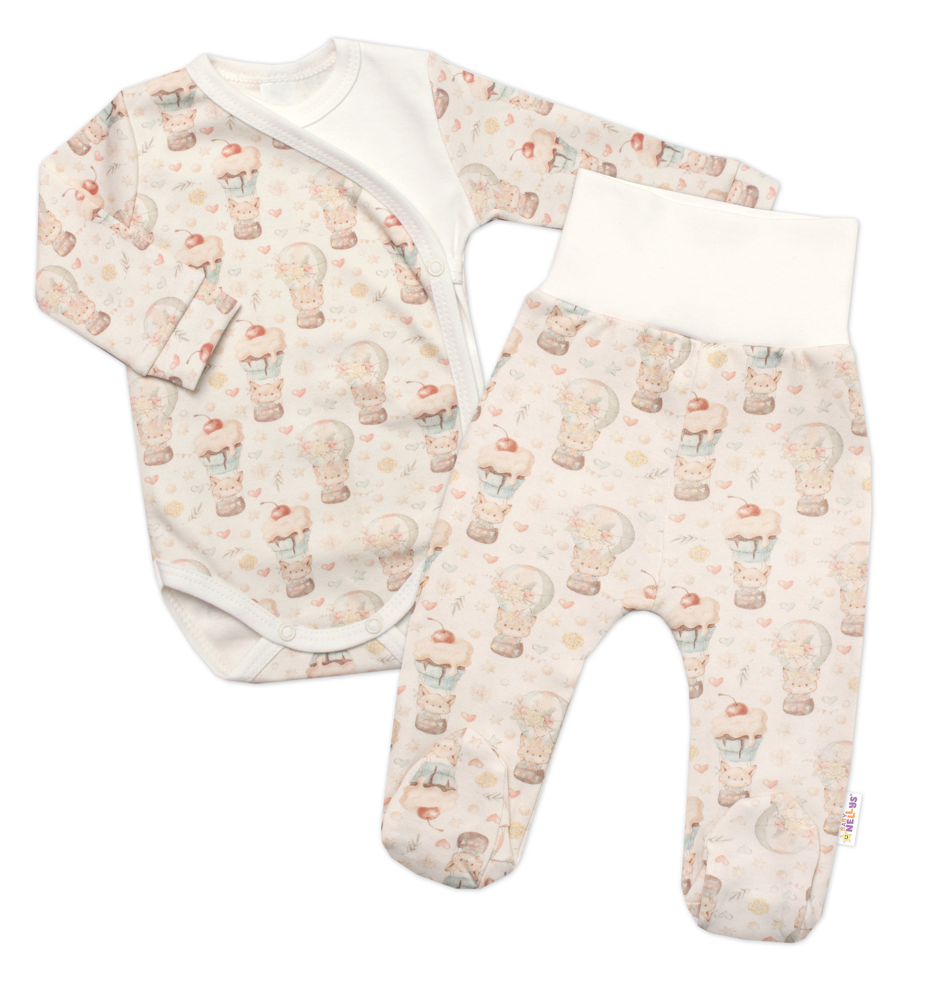 Baby Nellys 2-dílná sada body zap. bokem + polodupačky