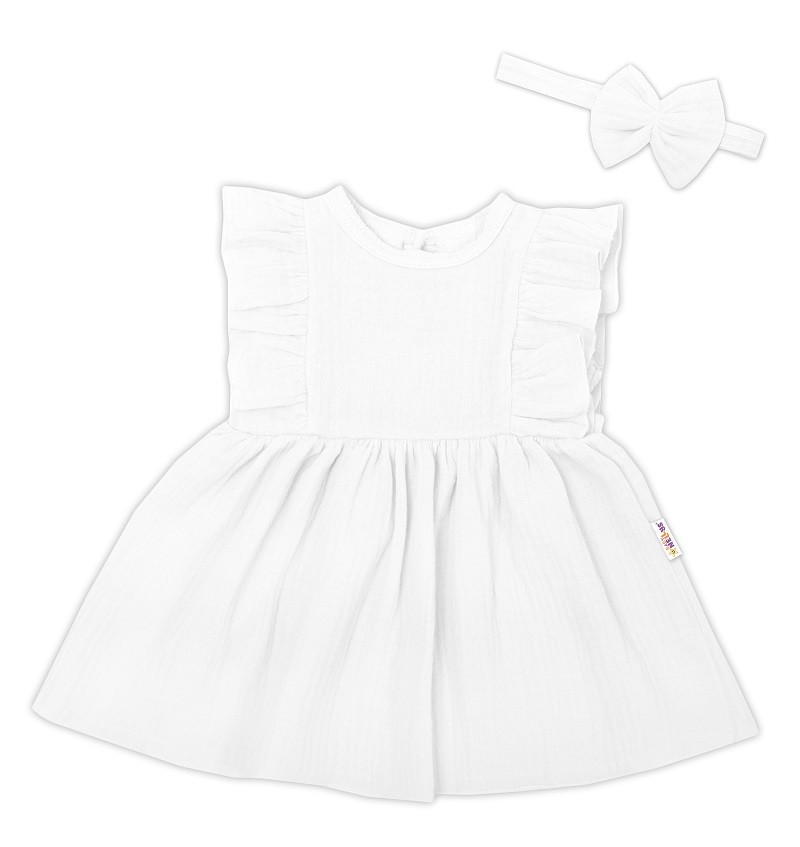 Baby Nellys 2-dílná sada mušelínové šatičky + čelenka