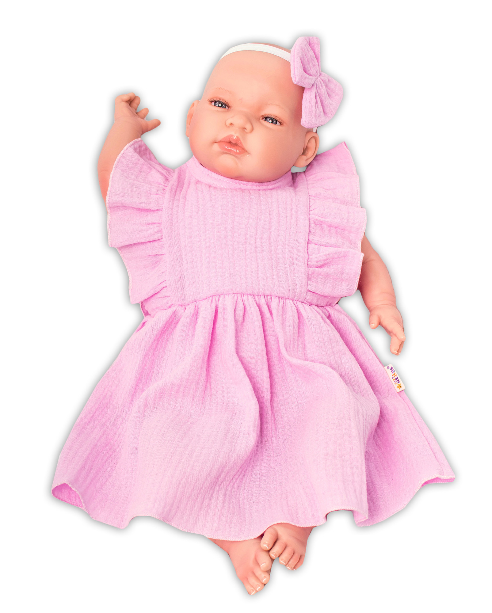 Baby Nellys 2-dílná sada mušelínové šatičky + čelenka