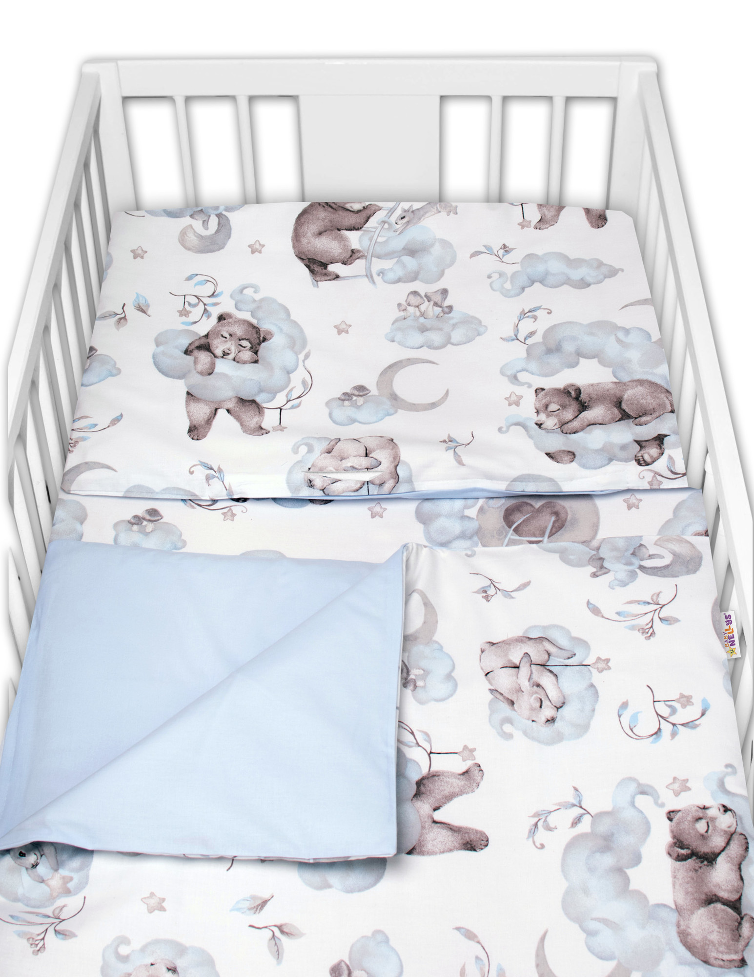 Baby Nellys 2-dílné bavlněné povlečení  Zvířátka na mráčku