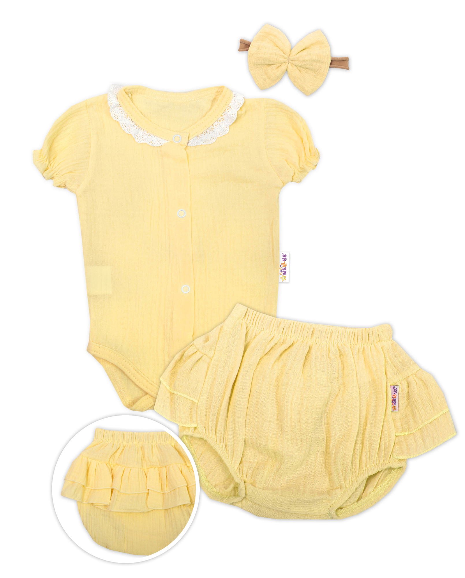Baby Nellys 3-dílná mušelínová soupravička
