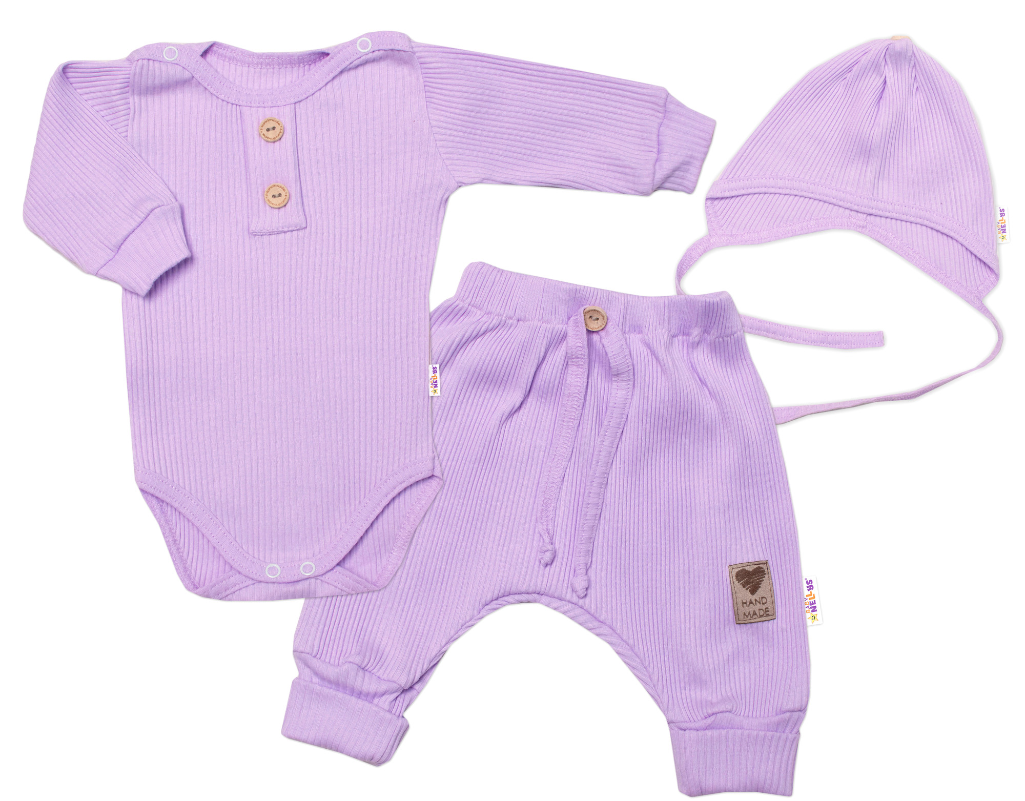 Baby Nellys 3-dílná žebrovaná soupr. Hand Made
