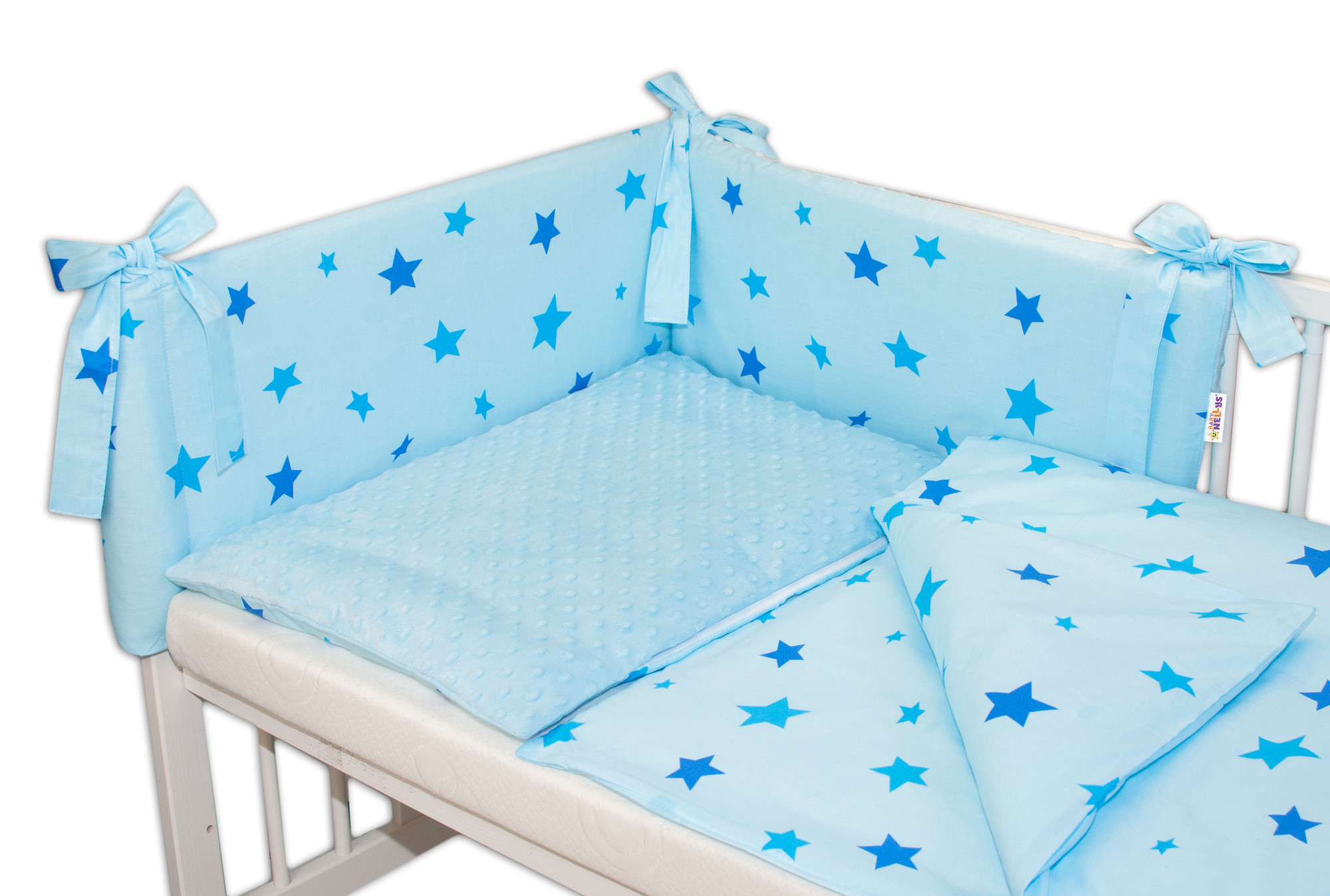 Baby Nellys 3D sada mantinel s povlečením Minky Baby Stars