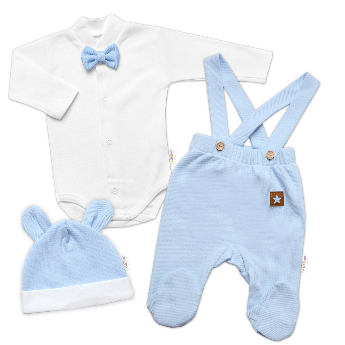 Baby Nellys 3D souprava Gentleman s dl. rukávem - modrá/bílá