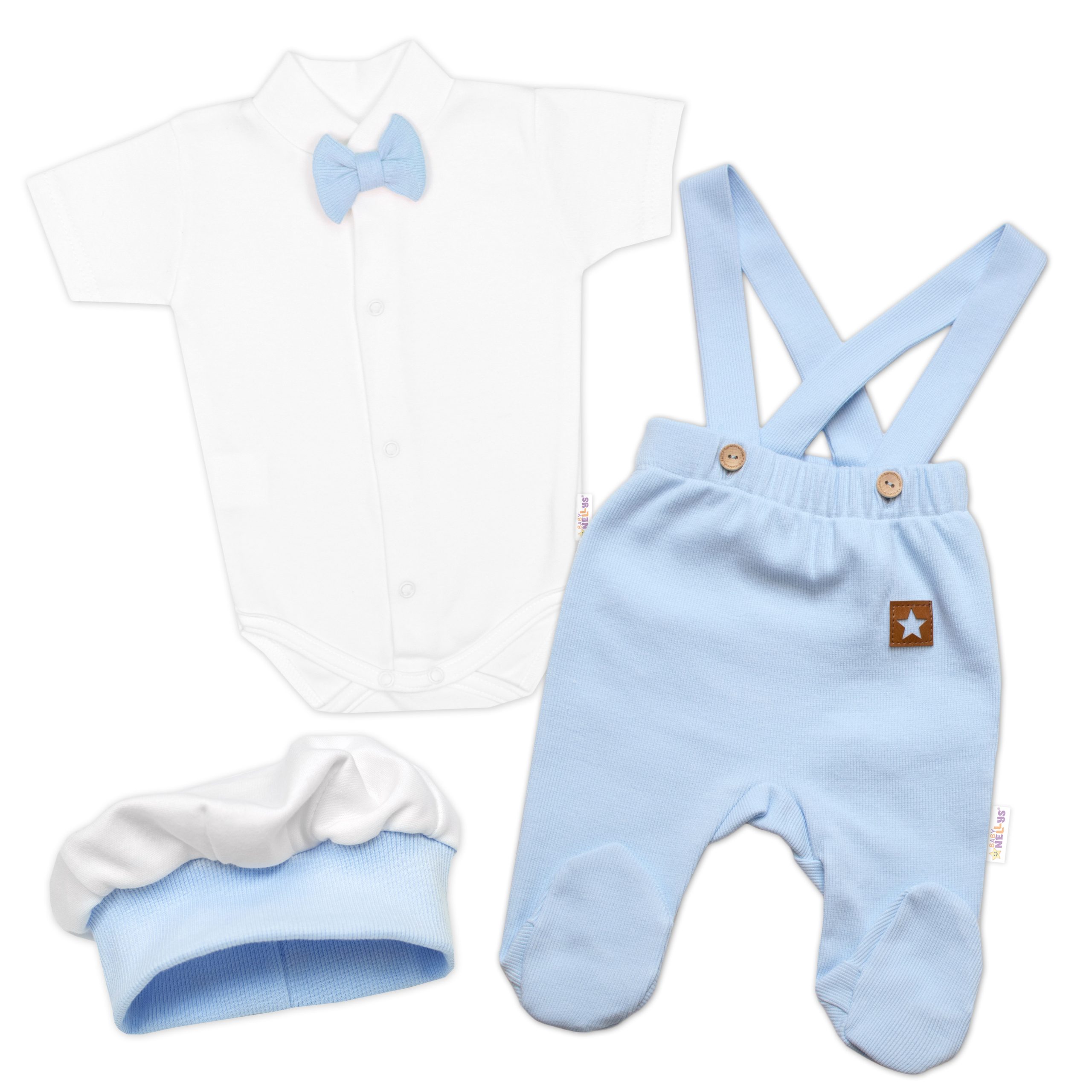Baby Nellys 3D souprava Gentleman s kr. rukávem - modrá/bílá